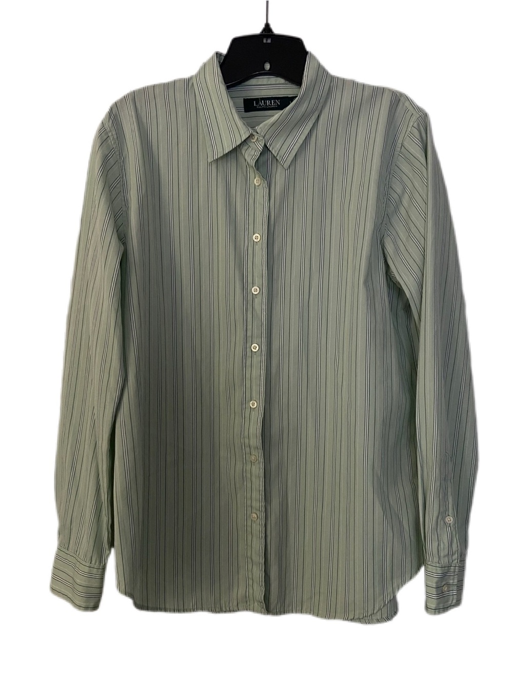 Ralph Lauren Light Green Striped Button Down Shirt Size Large